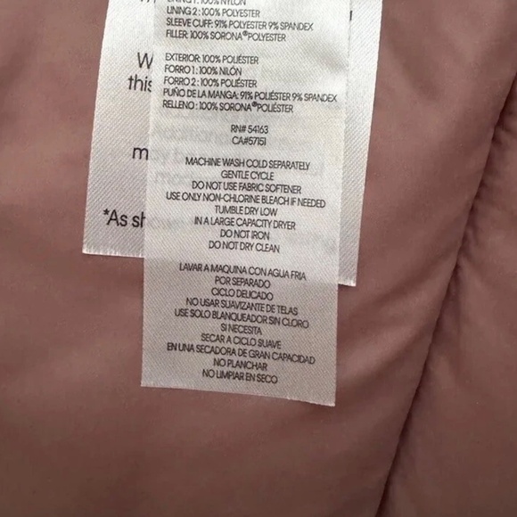 DKNY Light Pink Puffer Long Coat Jacket Parka Hooded Women 0F Warmth Large L - Picture 6 of 6